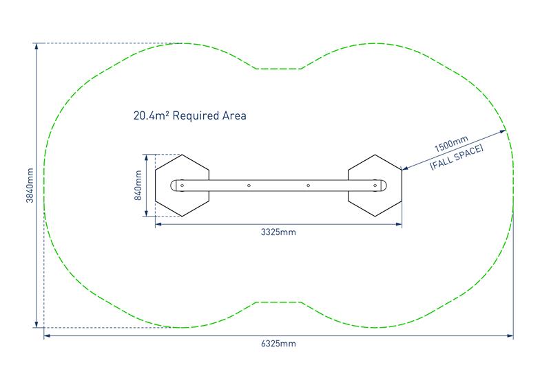 Technical render of a Platform to Platform Tightrope Crossing